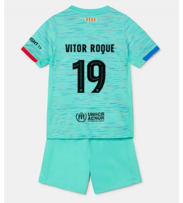 Barcelona Vitor Roque #19 Tercera Equipación Niños 2023-24 Manga Corta (+ Pantalones cortos)